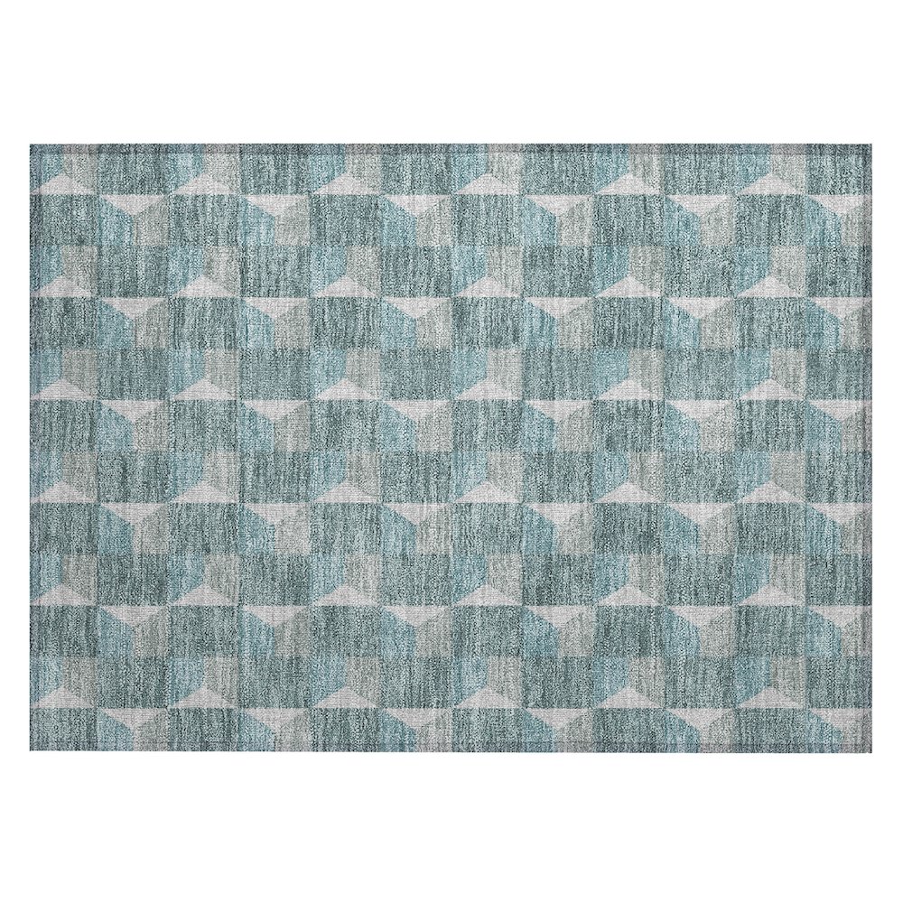 Machine Washable Indoor/Outdoor Chantille ACN2680 Teal 1'8" x 2'6" Rug. Picture 1