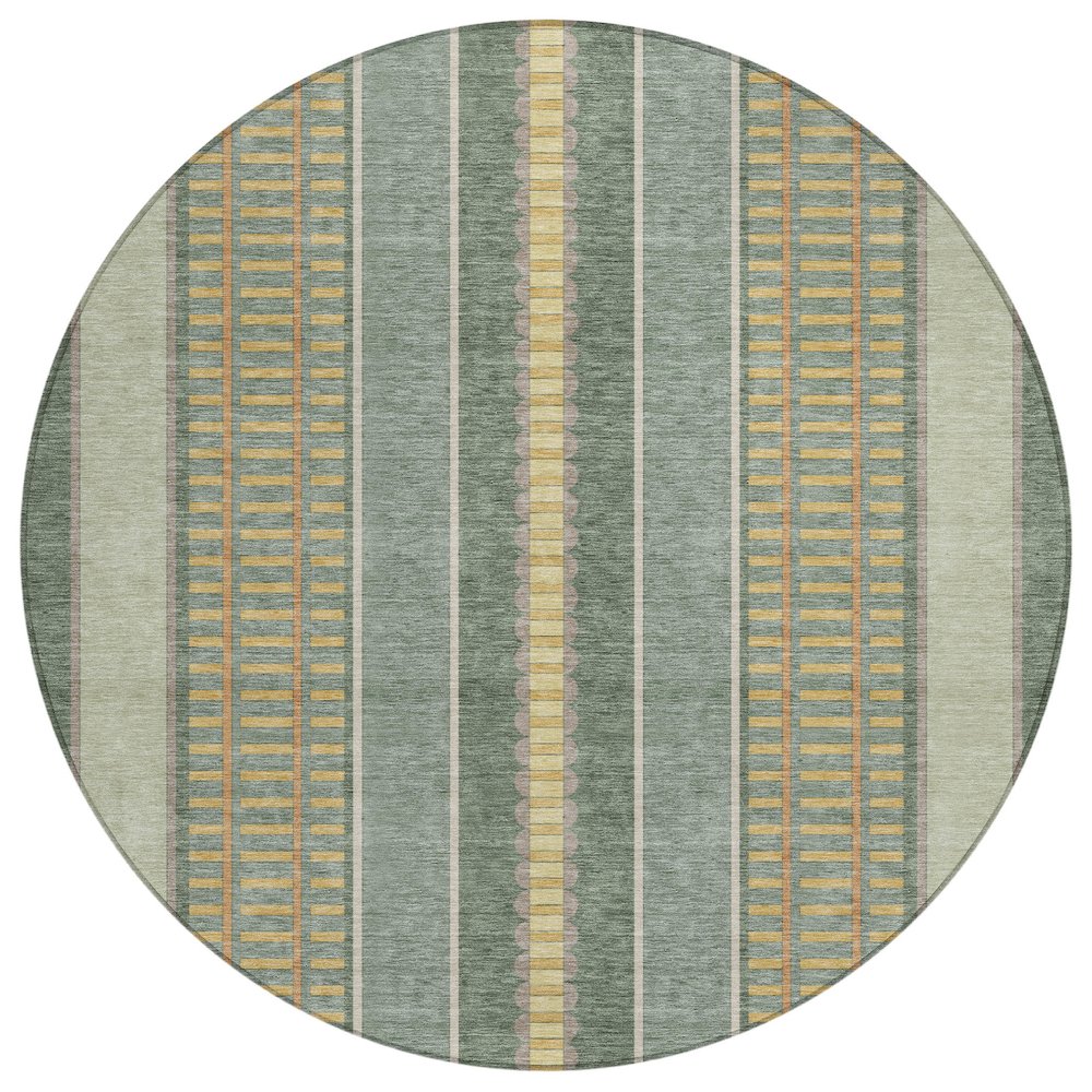 Machine Washable Indoor/Outdoor Chantille ACN2681 Green 8' x 8' Round Rug. Picture 1