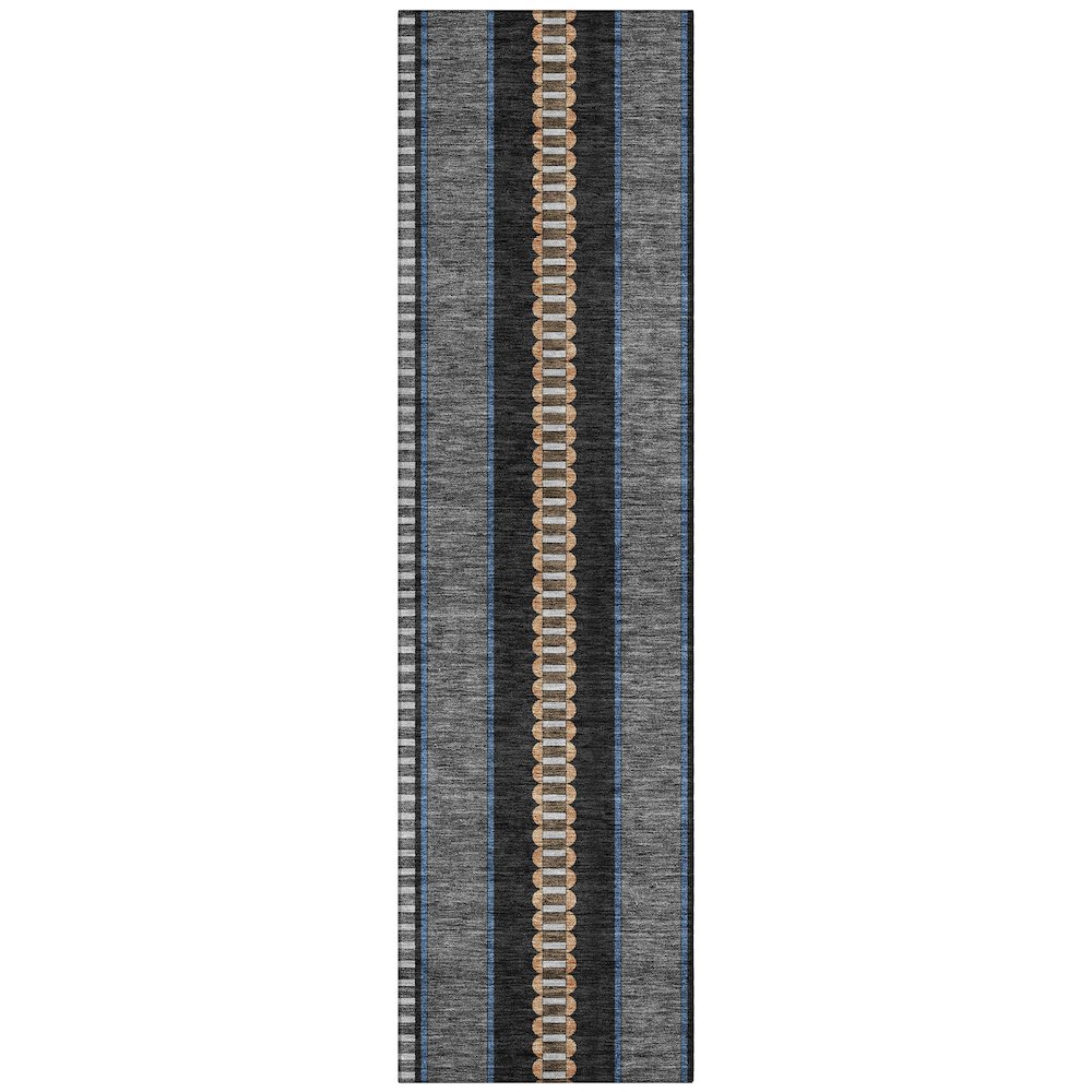 Machine Washable Indoor/Outdoor Chantille ACN2681 Black 2'3" x 7'6" Runner Rug. Picture 1