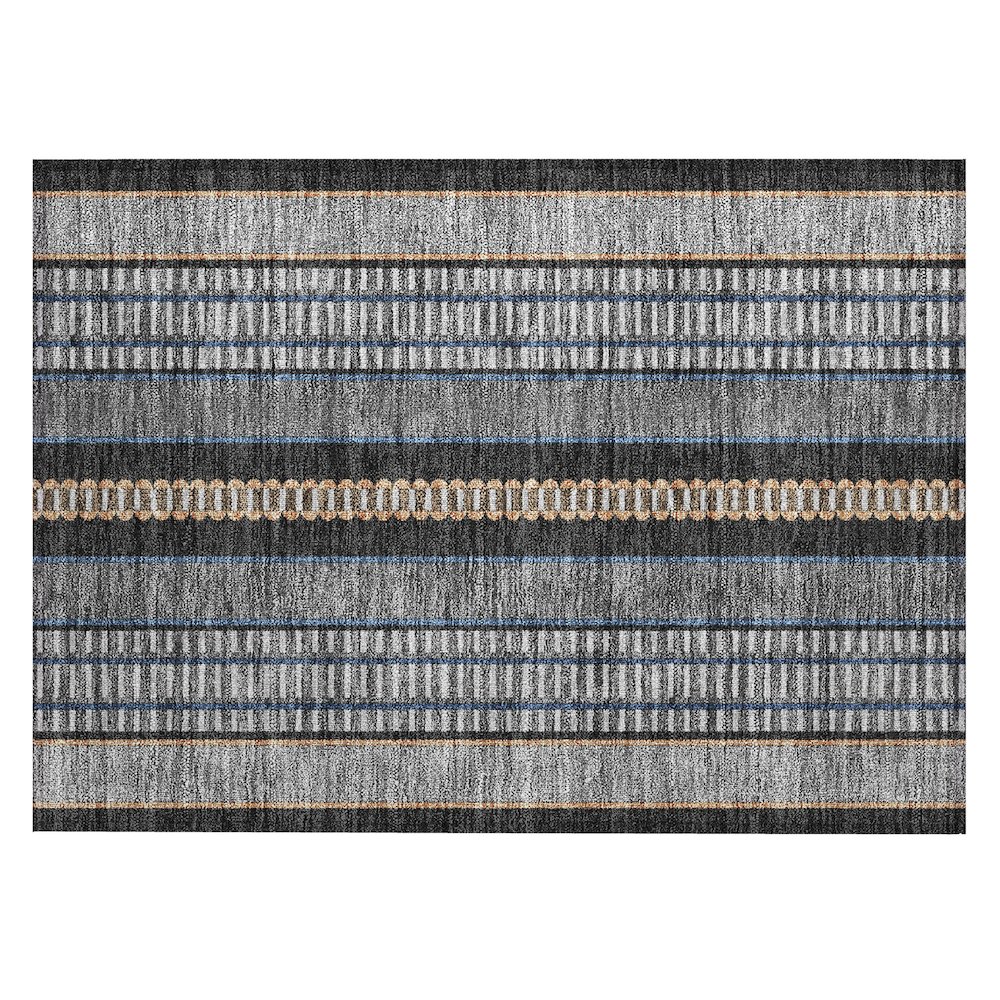 Machine Washable Indoor/Outdoor Chantille ACN2681 Black 1'8" x 2'6" Rug. Picture 1