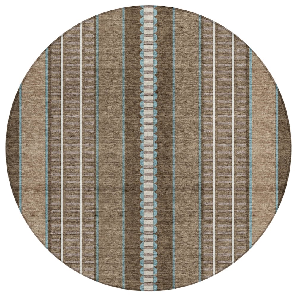 Machine Washable Indoor/Outdoor Chantille ACN2681 Brown 8' x 8' Round Rug. Picture 1