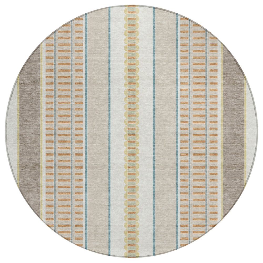 Machine Washable Indoor/Outdoor Chantille ACN2681 Ivory 8' x 8' Round Rug. Picture 1