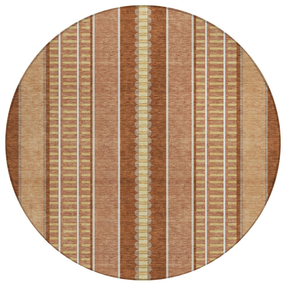Machine Washable Indoor/Outdoor Chantille ACN2681 Orange 8' x 8' Round Rug. Picture 1