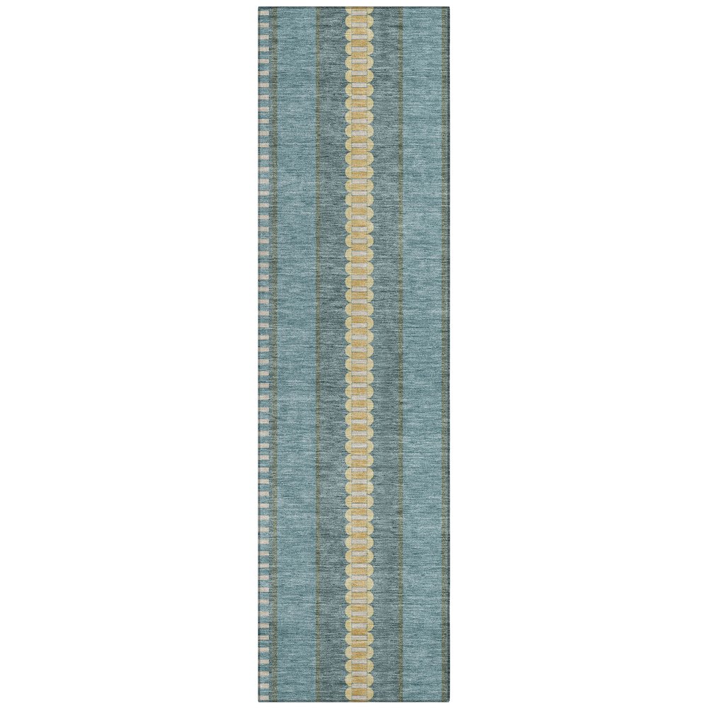 Machine Washable Indoor/Outdoor Chantille ACN2681 Teal 2'3" x 7'6" Runner Rug. Picture 1