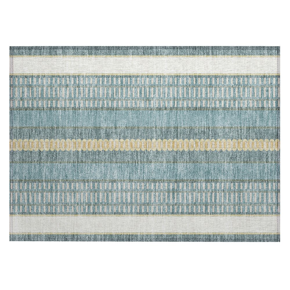 Machine Washable Indoor/Outdoor Chantille ACN2681 Teal 1'8" x 2'6" Rug. Picture 1
