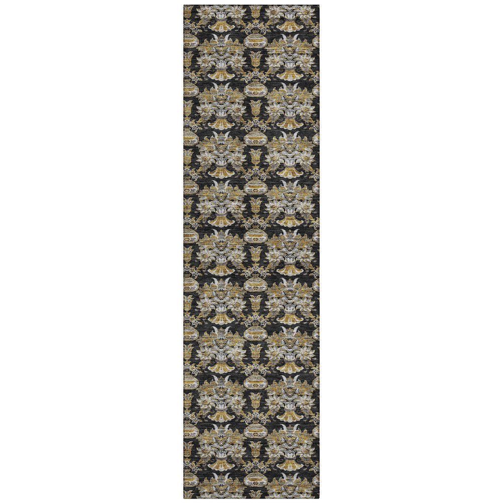 Machine Washable Indoor/Outdoor Chantille ACN2682 Black 2'3" x 7'6" Runner Rug. Picture 1