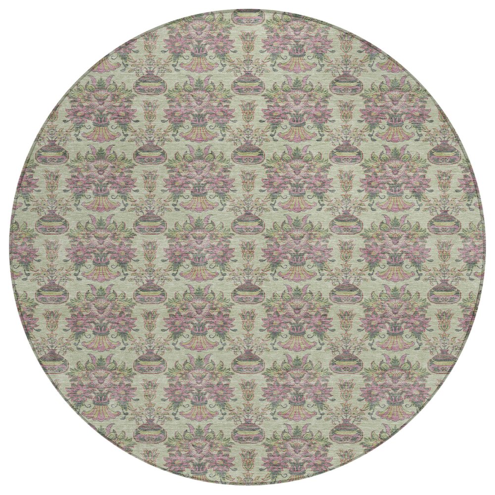 Machine Washable Indoor/Outdoor Chantille ACN2682 Green 8' x 8' Round Rug. Picture 1