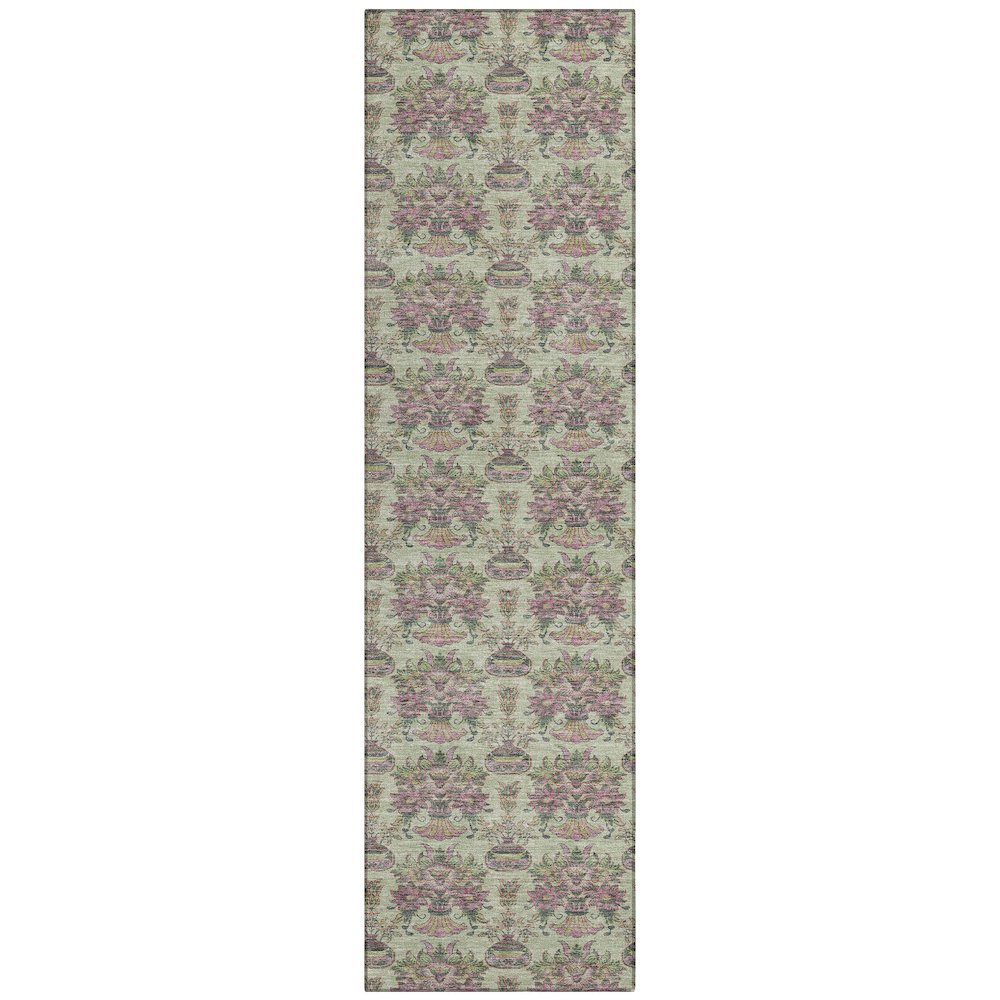 Machine Washable Indoor/Outdoor Chantille ACN2682 Green 2'3" x 7'6" Runner Rug. Picture 1