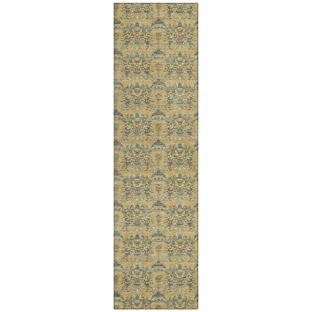 Machine Washable Indoor/Outdoor Chantille ACN2682 Gold 2'3" x 7'6" Runner Rug. Picture 1