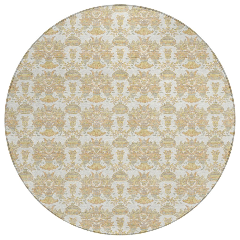 Machine Washable Indoor/Outdoor Chantille ACN2682 Ivory 8' x 8' Round Rug. Picture 1
