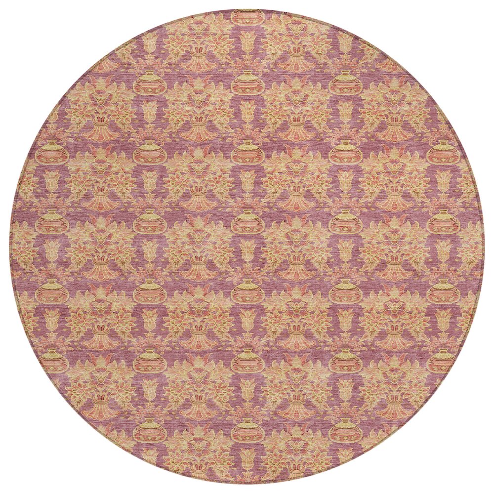 Machine Washable Indoor/Outdoor Chantille ACN2682 Pink 8' x 8' Round Rug. Picture 1
