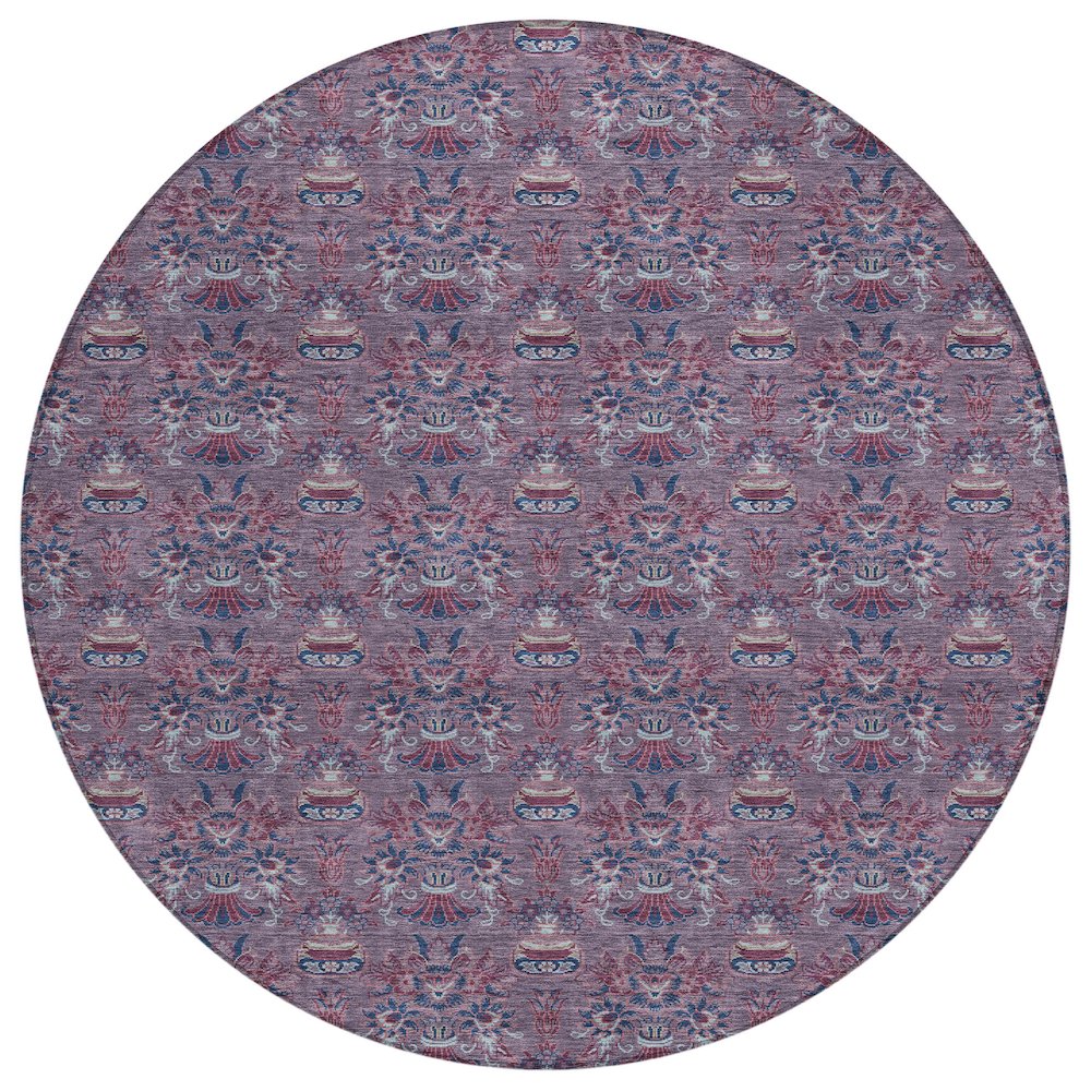 Machine Washable Indoor/Outdoor Chantille ACN2682 Purple 8' x 8' Round Rug. Picture 1