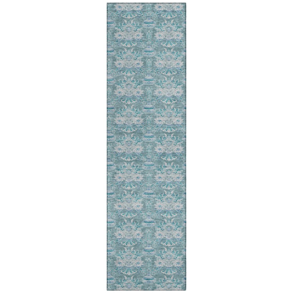 Machine Washable Indoor/Outdoor Chantille ACN2682 Teal 2'3" x 7'6" Runner Rug. Picture 1
