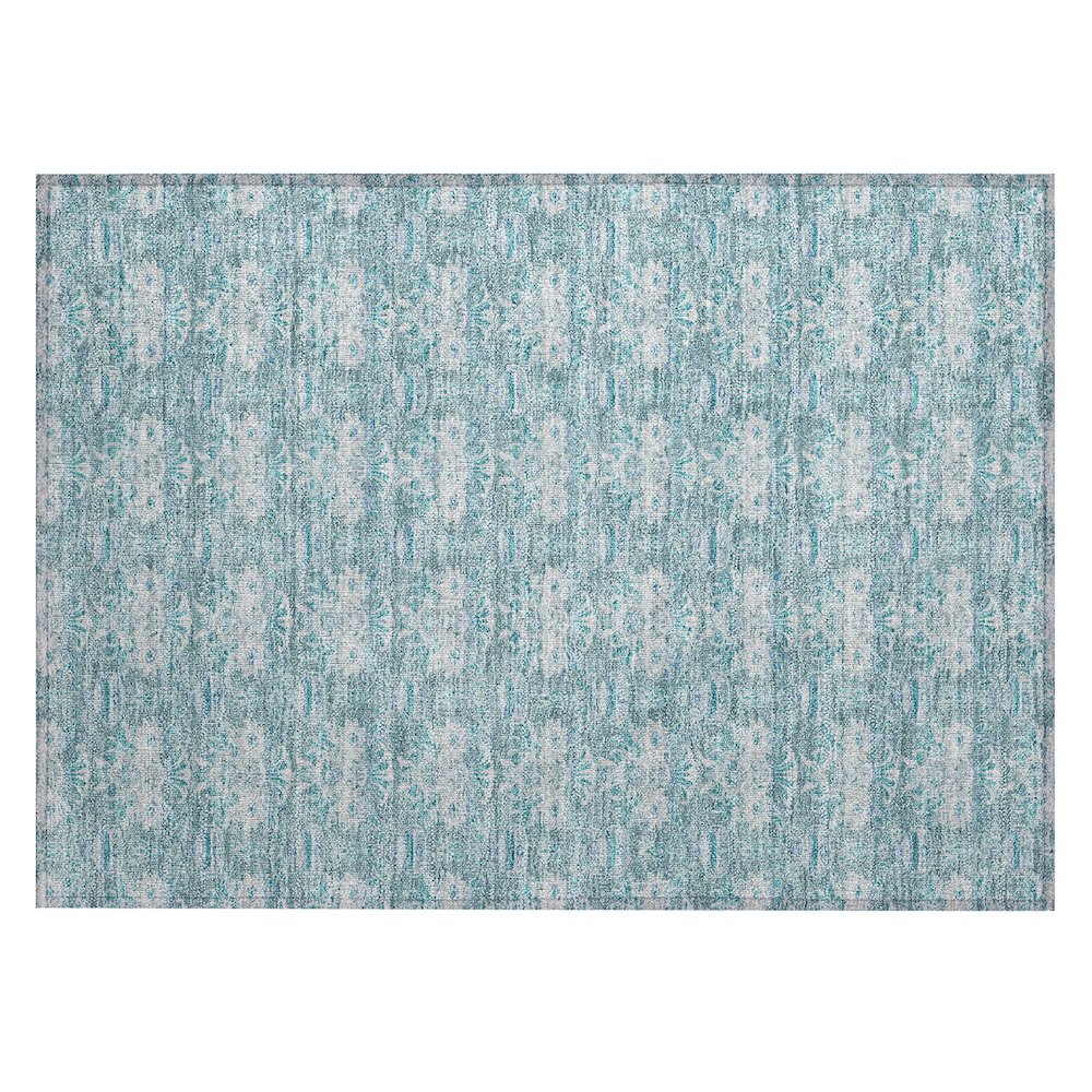Machine Washable Indoor/Outdoor Chantille ACN2682 Teal 1'8" x 2'6" Rug. Picture 1