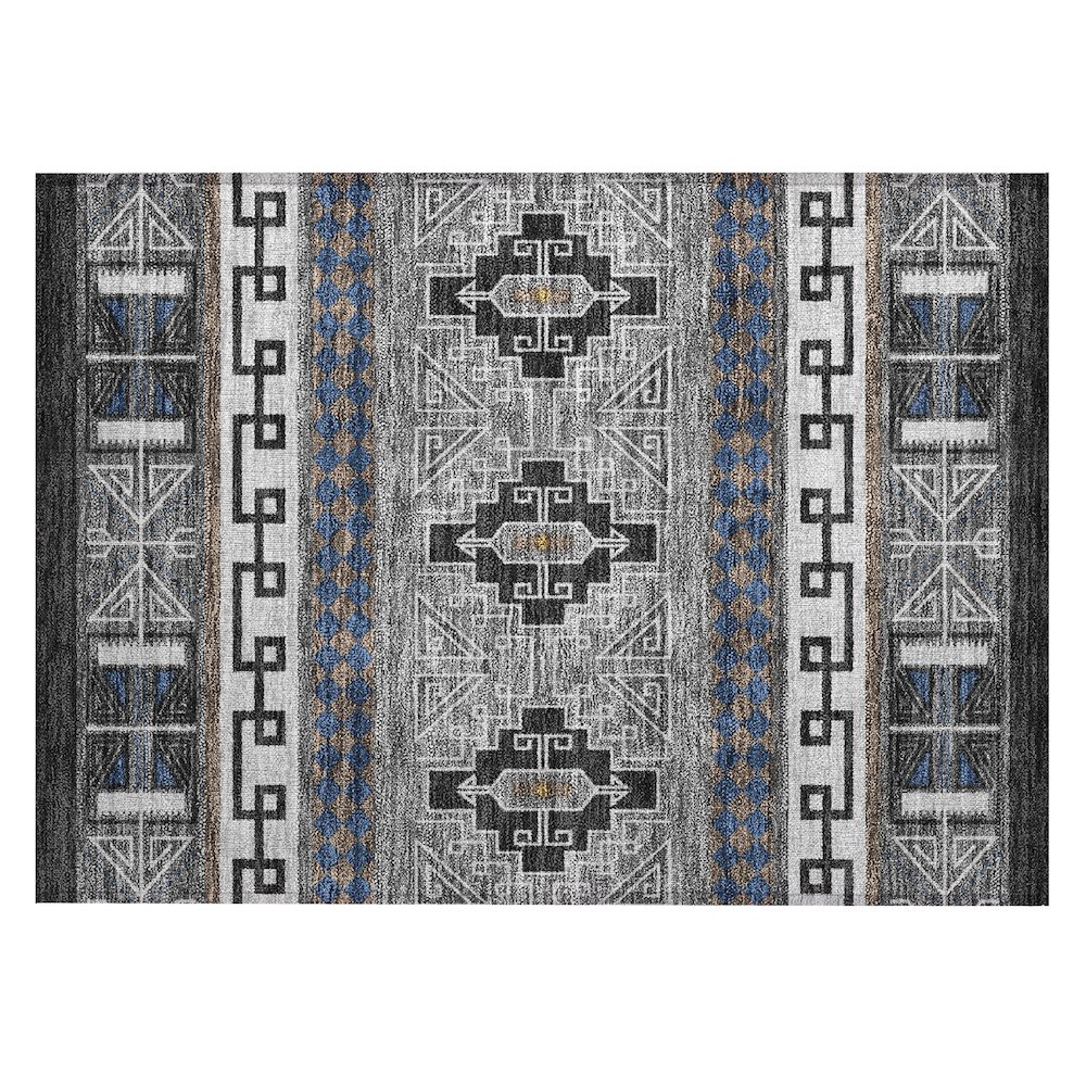 Machine Washable Indoor/Outdoor Chantille ACN2683 Black 1'8" x 2'6" Rug. Picture 1