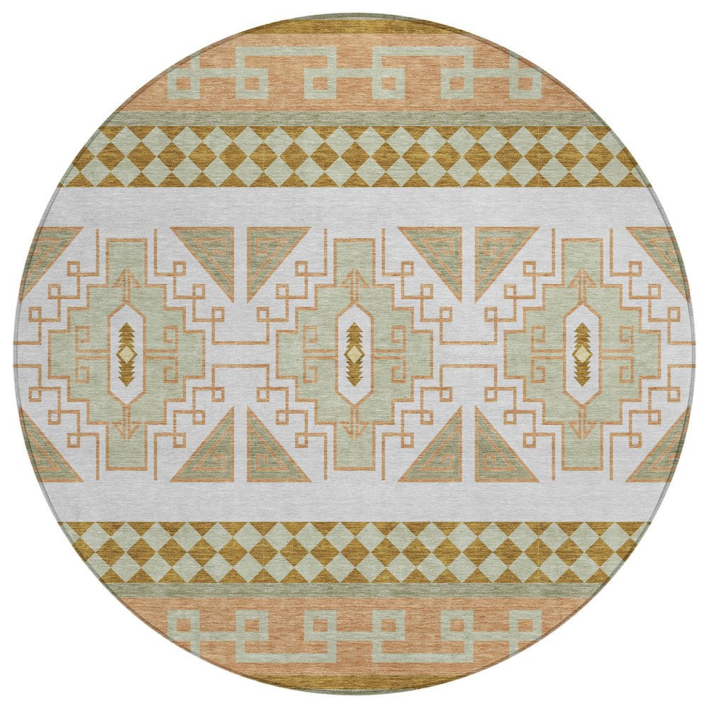 Machine Washable Indoor/Outdoor Chantille ACN2683 Green 8' x 8' Round Rug. Picture 1