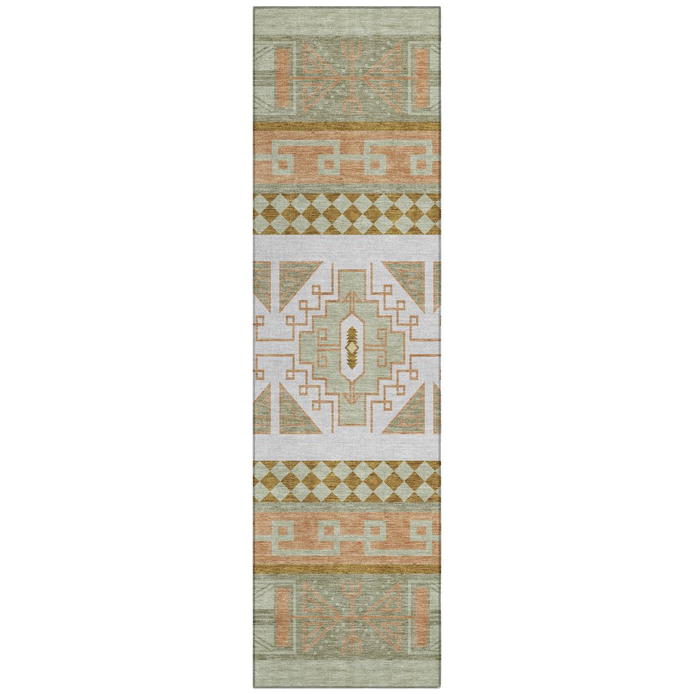 Machine Washable Indoor/Outdoor Chantille ACN2683 Green 2'3" x 7'6" Runner Rug. Picture 1