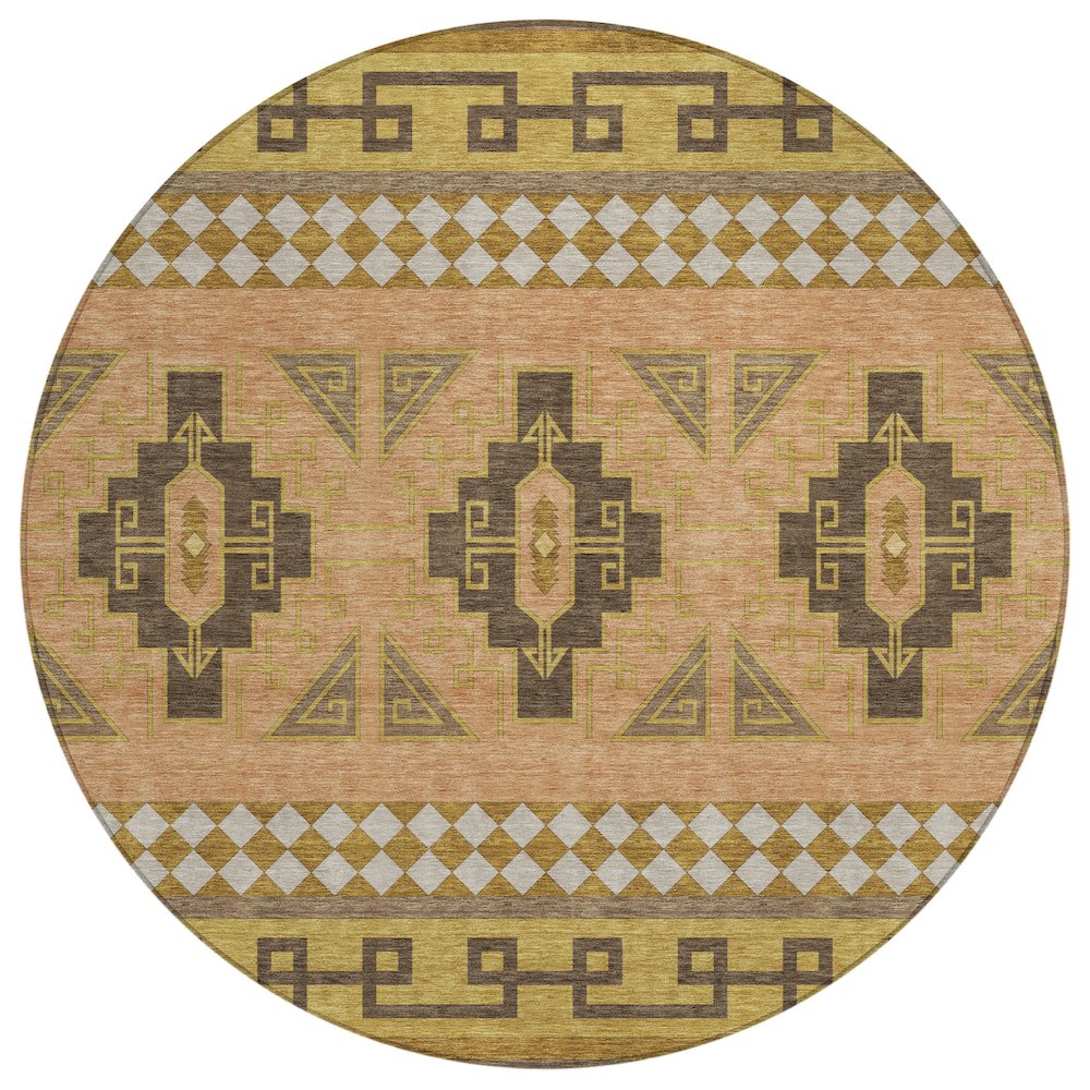 Machine Washable Indoor/Outdoor Chantille ACN2683 Brown 8' x 8' Round Rug. Picture 1