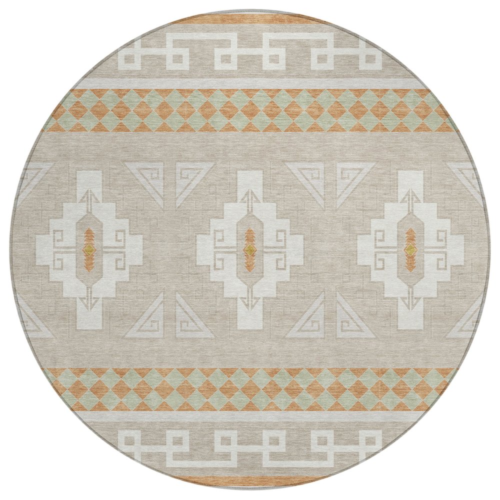 Machine Washable Indoor/Outdoor Chantille ACN2683 Ivory 8' x 8' Round Rug. Picture 1