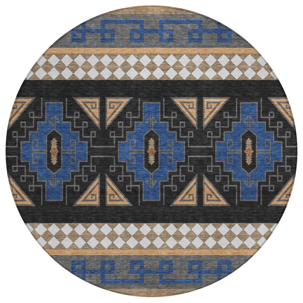 Machine Washable Indoor/Outdoor Chantille ACN2683 Blue 8' x 8' Round Rug. Picture 1