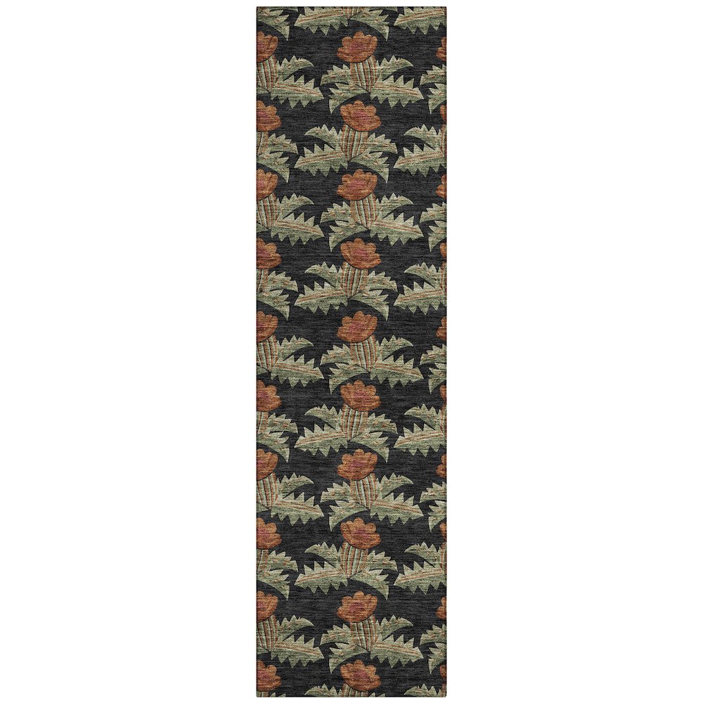 Machine Washable Indoor/Outdoor Chantille ACN2684 Black 2'3" x 7'6" Runner Rug. Picture 1