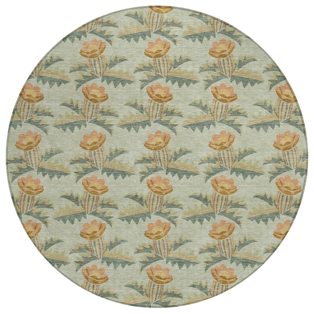 Machine Washable Indoor/Outdoor Chantille ACN2684 Green 8' x 8' Round Rug. Picture 1