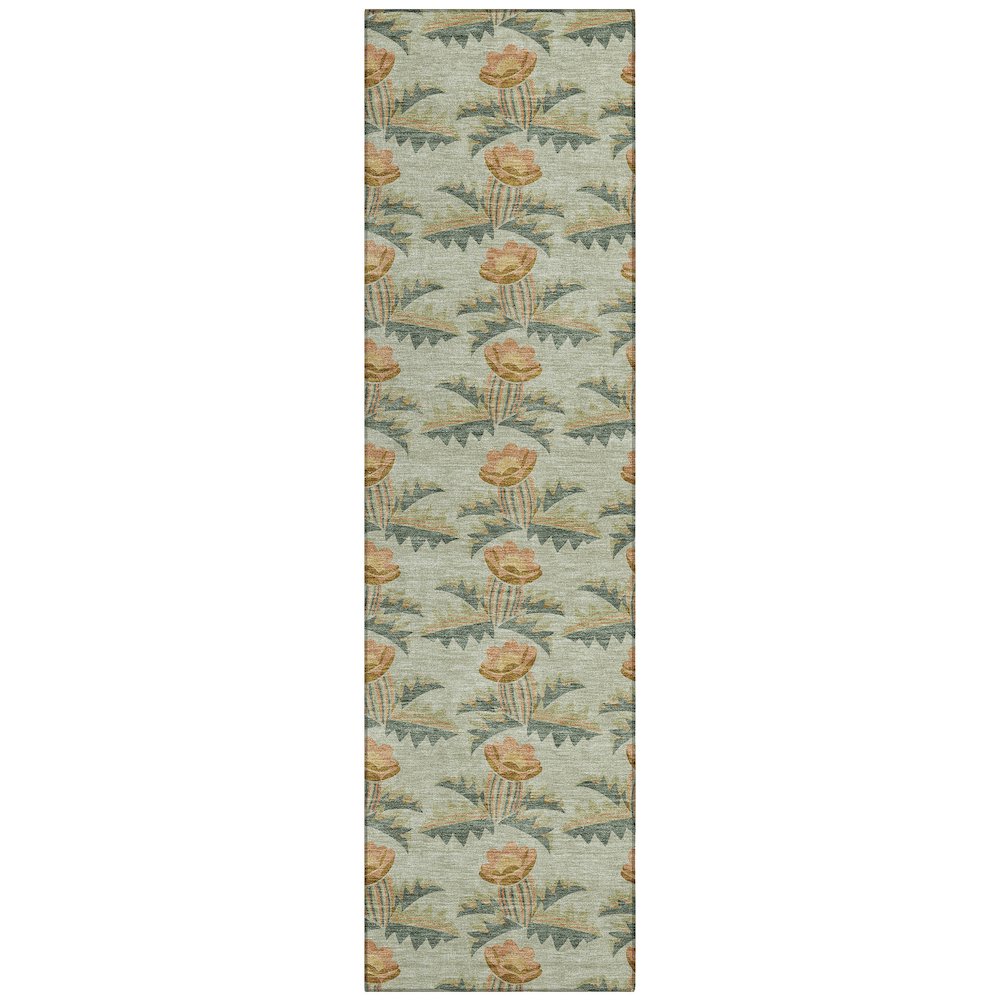 Machine Washable Indoor/Outdoor Chantille ACN2684 Green 2'3" x 7'6" Runner Rug. Picture 1