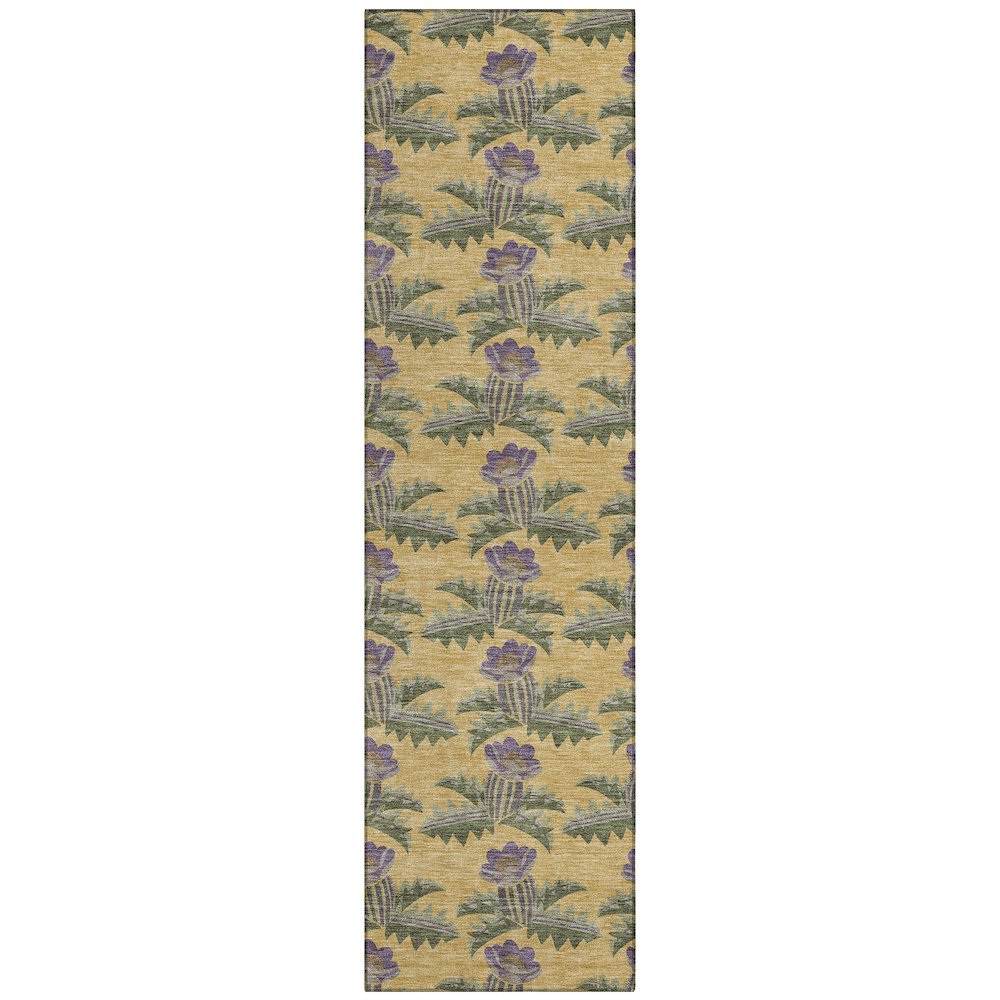 Machine Washable Indoor/Outdoor Chantille ACN2684 Gold 2'3" x 7'6" Runner Rug. Picture 1