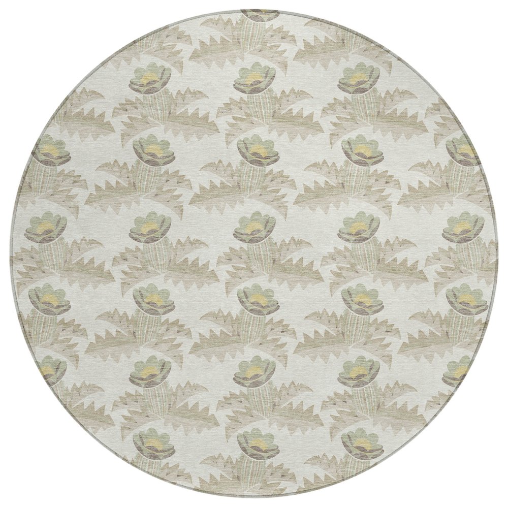 Machine Washable Indoor/Outdoor Chantille ACN2684 Ivory 8' x 8' Round Rug. Picture 1
