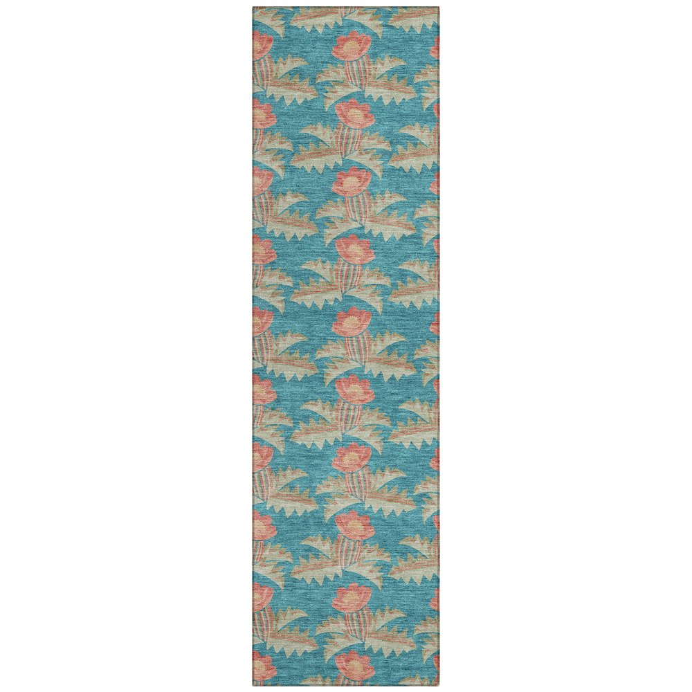 Machine Washable Indoor/Outdoor Chantille ACN2684 Teal 2'3" x 7'6" Runner Rug. Picture 1