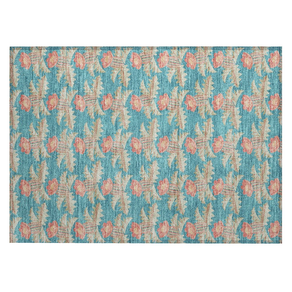 Machine Washable Indoor/Outdoor Chantille ACN2684 Teal 1'8" x 2'6" Rug. Picture 1