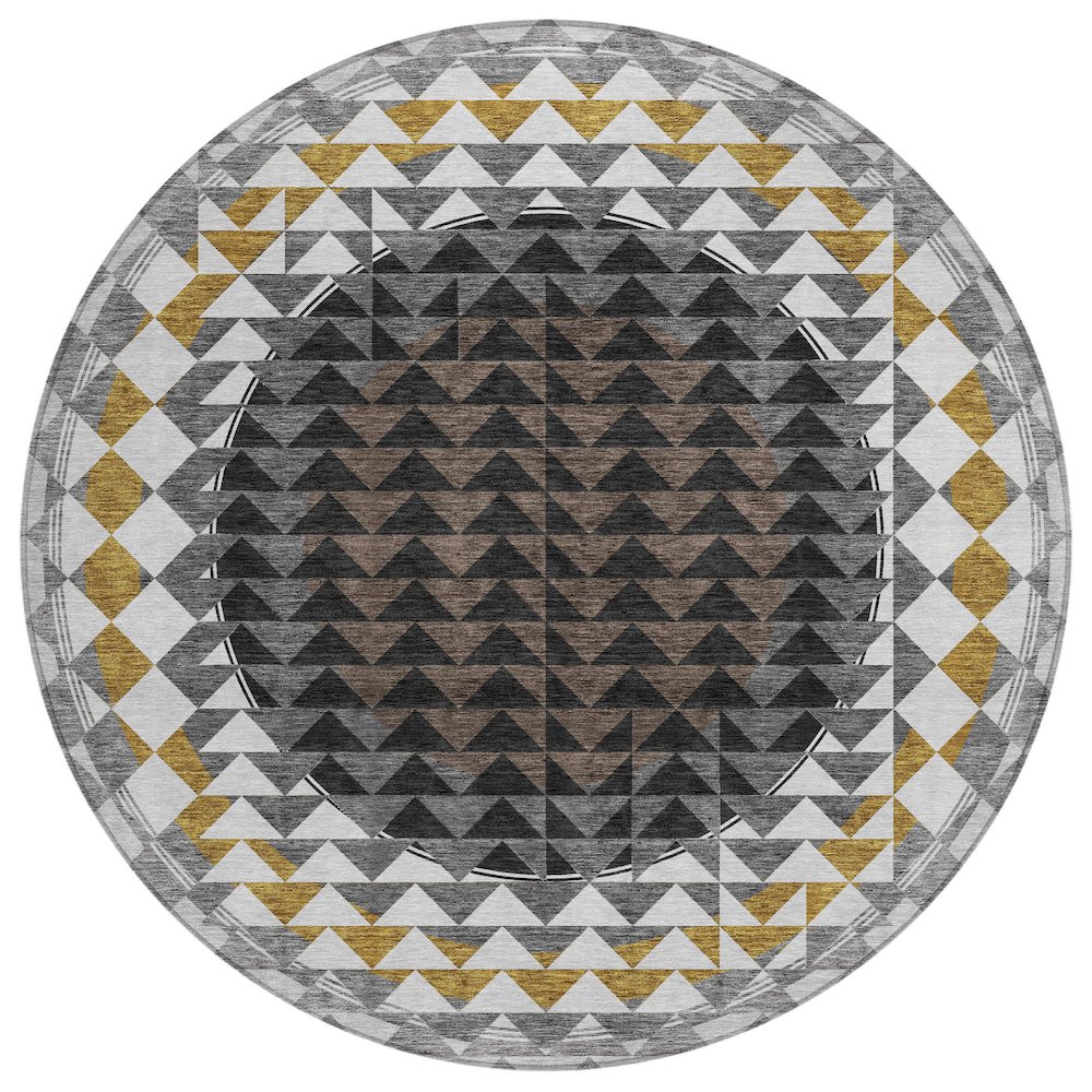 Machine Washable Indoor/Outdoor Chantille ACN2685 Black 8' x 8' Round Rug. Picture 1