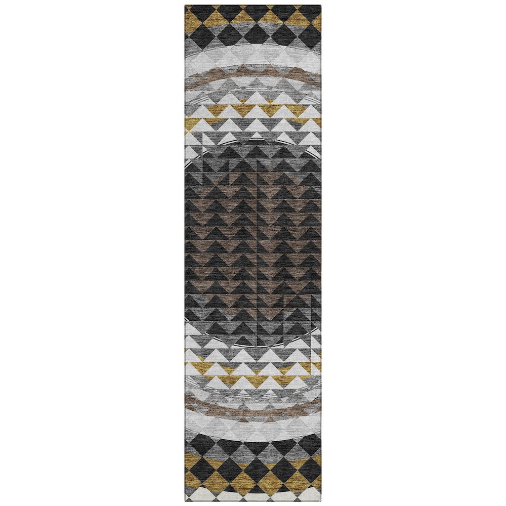 Machine Washable Indoor/Outdoor Chantille ACN2685 Black 2'3" x 7'6" Runner Rug. Picture 1
