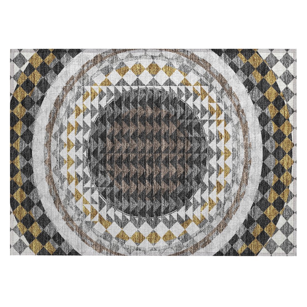 Machine Washable Indoor/Outdoor Chantille ACN2685 Black 1'8" x 2'6" Rug. Picture 1