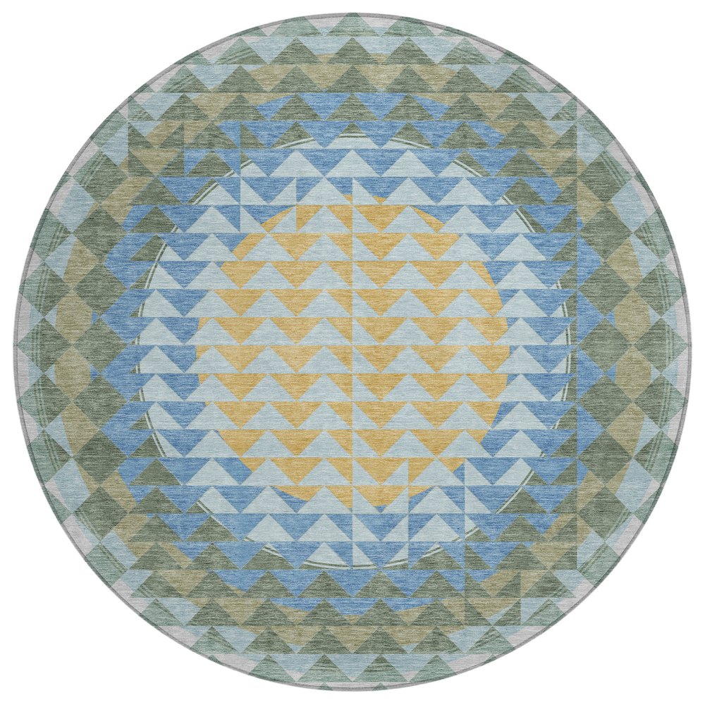 Machine Washable Indoor/Outdoor Chantille ACN2685 Blue 8' x 8' Round Rug. Picture 1