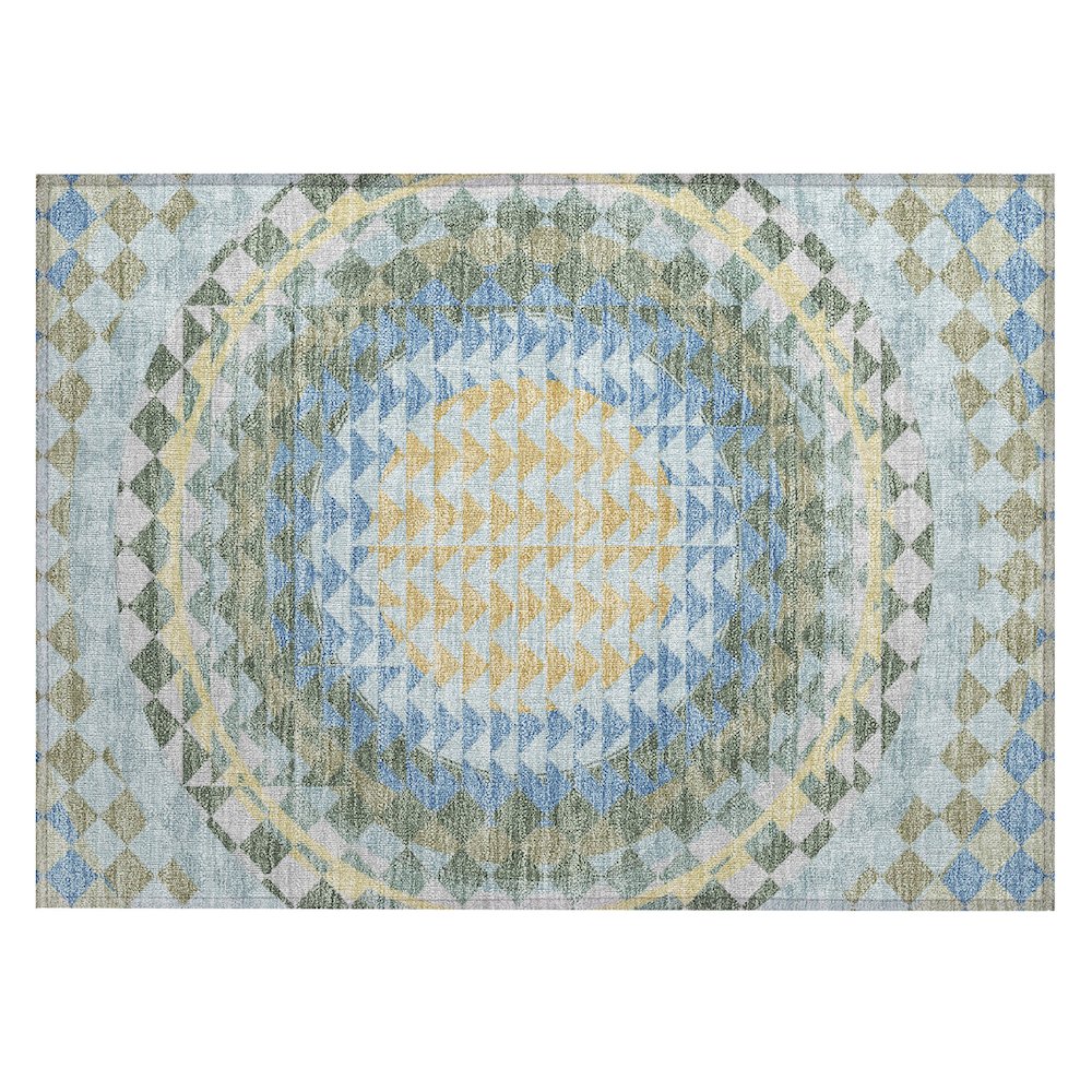 Machine Washable Indoor/Outdoor Chantille ACN2685 Blue 1'8" x 2'6" Rug. Picture 1