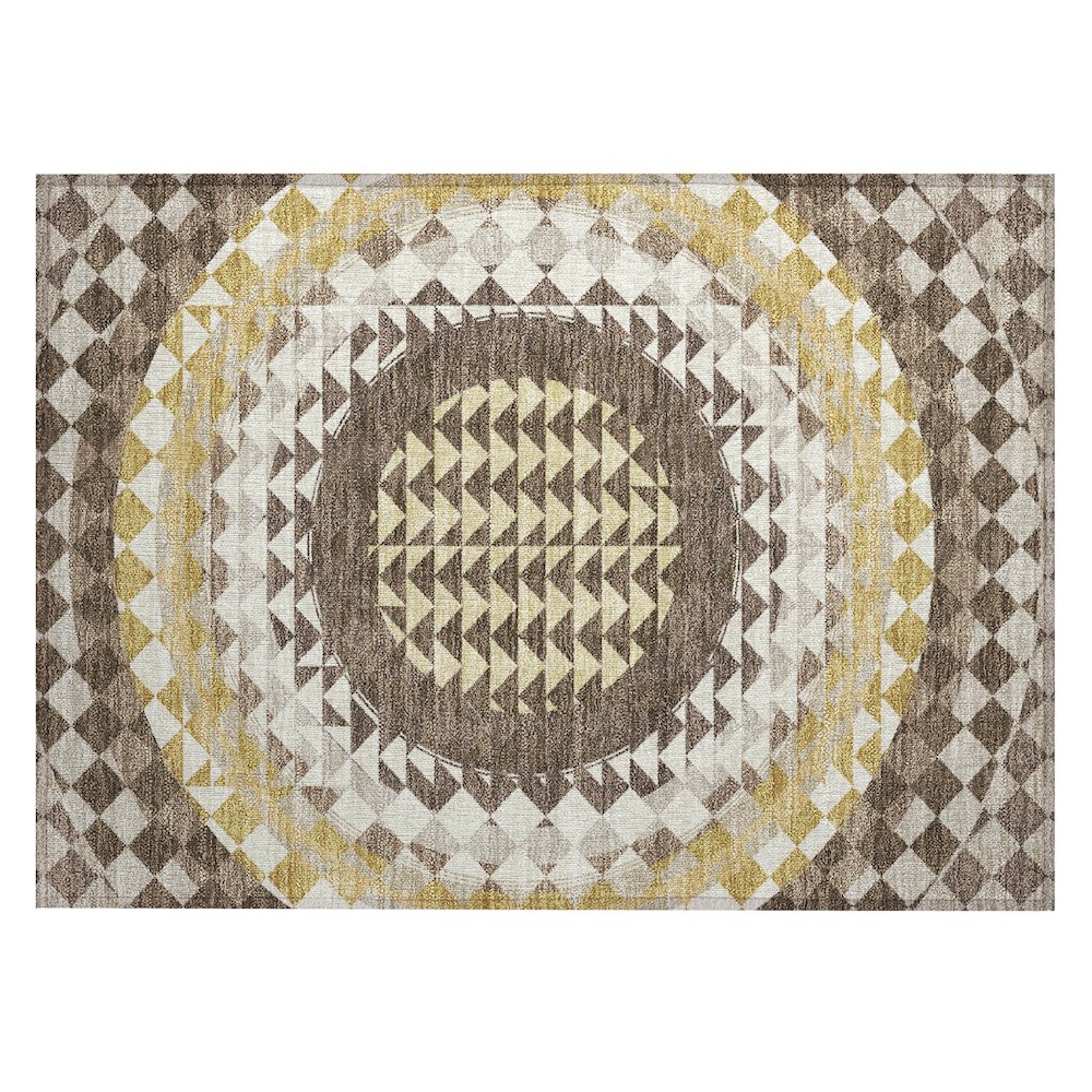 Machine Washable Indoor/Outdoor Chantille ACN2685 Brown 1'8" x 2'6" Rug. Picture 1