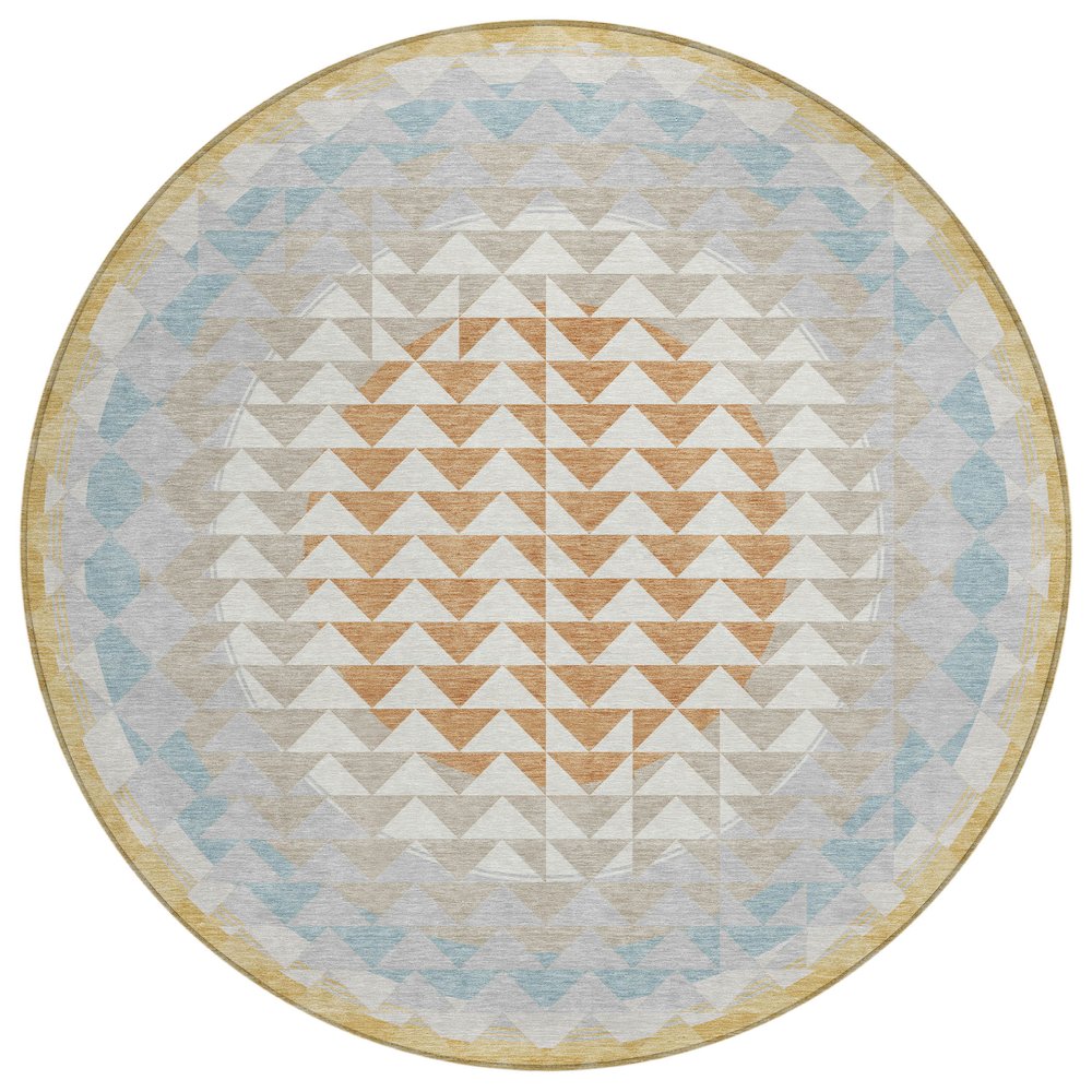 Machine Washable Indoor/Outdoor Chantille ACN2685 Ivory 8' x 8' Round Rug. Picture 1