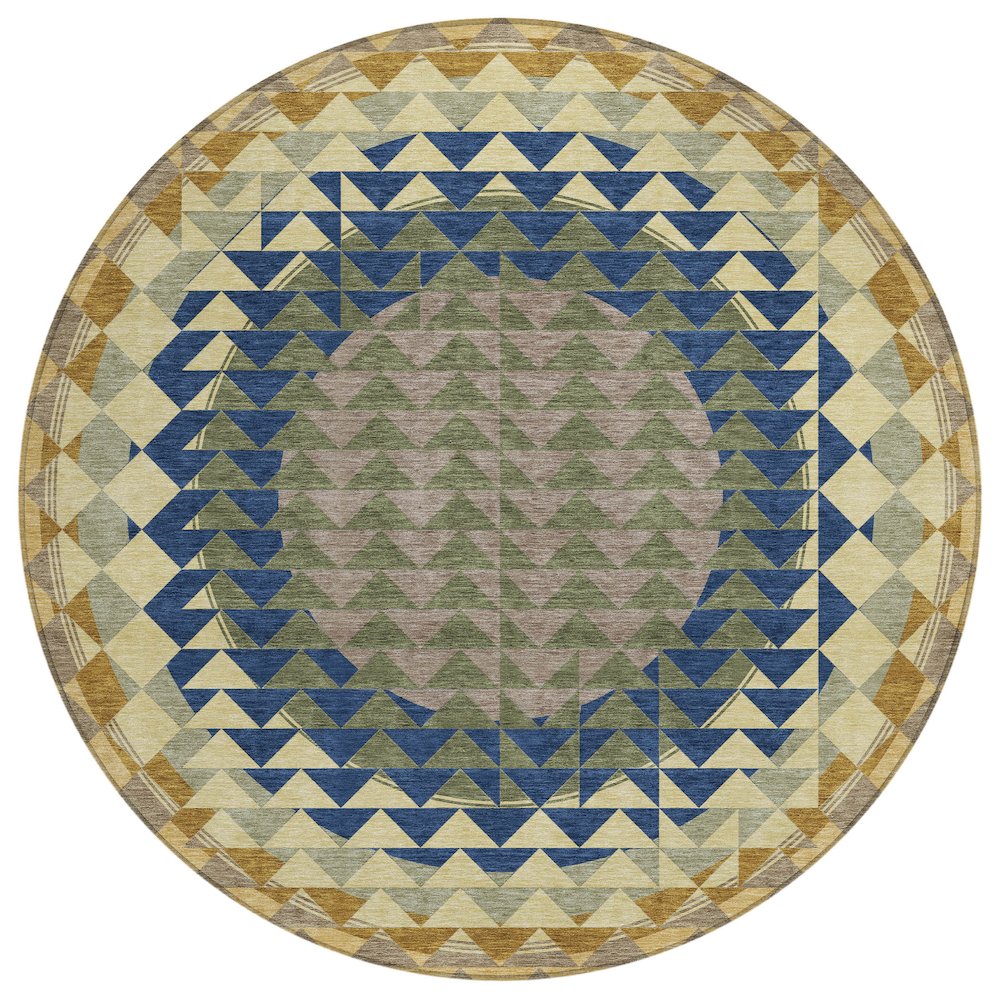 Machine Washable Indoor/Outdoor Chantille ACN2685 Green 8' x 8' Round Rug. Picture 1