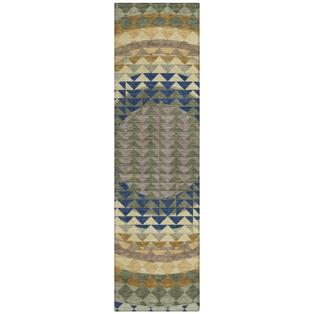 Machine Washable Indoor/Outdoor Chantille ACN2685 Green 2'3" x 7'6" Runner Rug. Picture 1