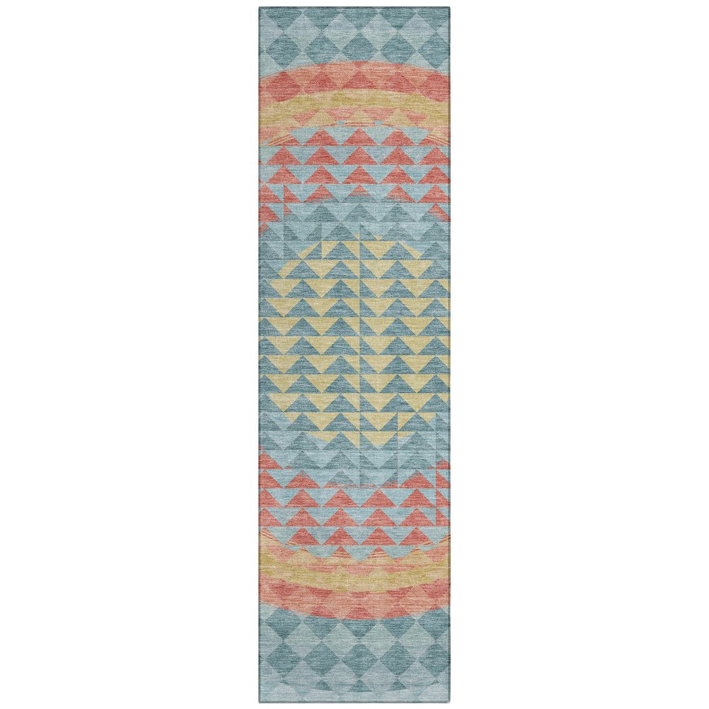 Machine Washable Indoor/Outdoor Chantille ACN2685 Teal 2'3" x 7'6" Runner Rug. Picture 1
