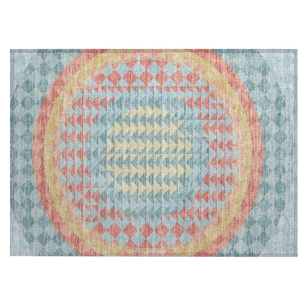 Machine Washable Indoor/Outdoor Chantille ACN2685 Teal 1'8" x 2'6" Rug. Picture 1