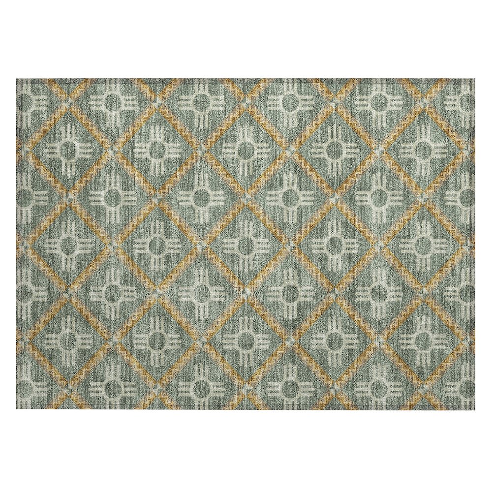 Machine Washable Indoor/Outdoor Chantille ACN2686 Green 1'8" x 2'6" Rug. Picture 1