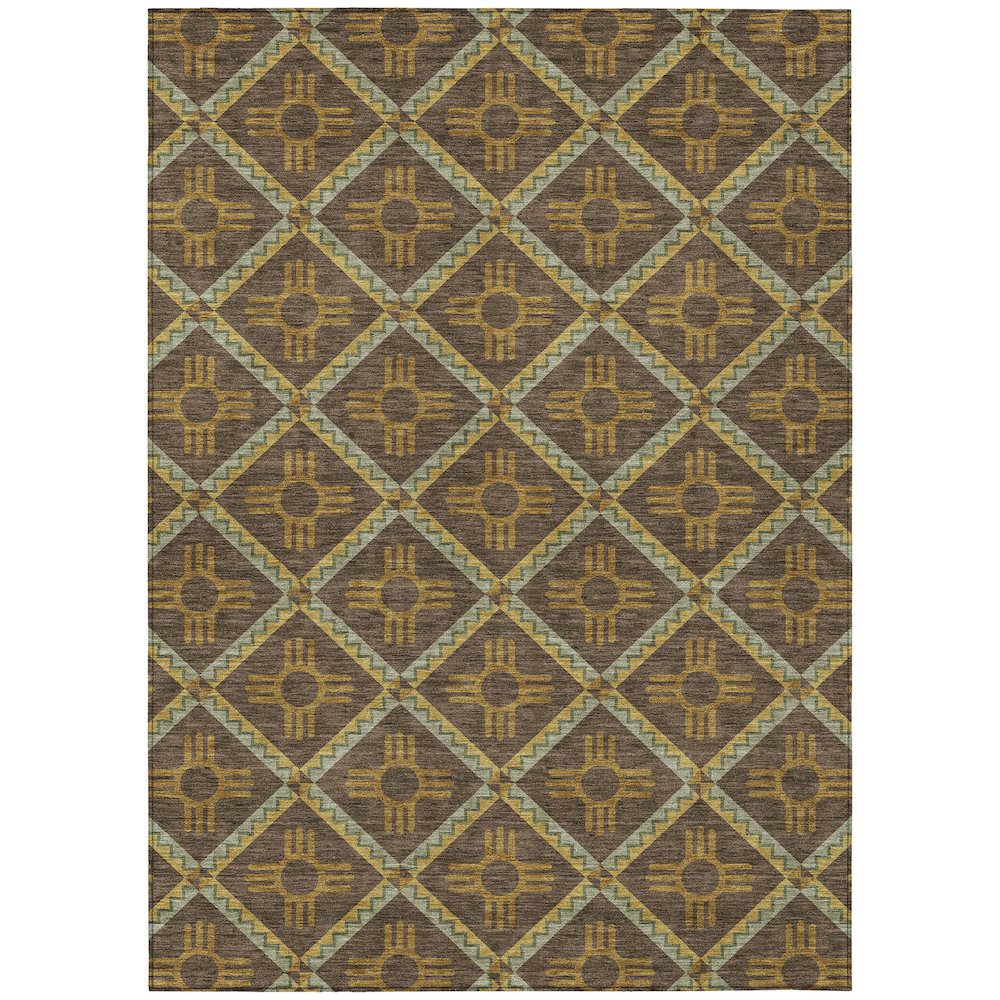 Machine Washable Indoor/Outdoor Chantille ACN2686 Brown 2'6" x 3'10" Rug. Picture 1