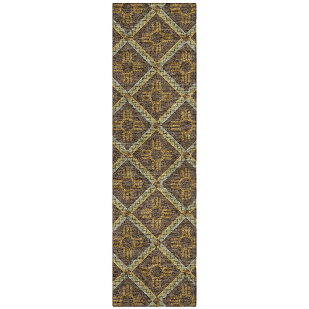 Machine Washable Indoor/Outdoor Chantille ACN2686 Brown 2'3" x 7'6" Runner Rug. Picture 1