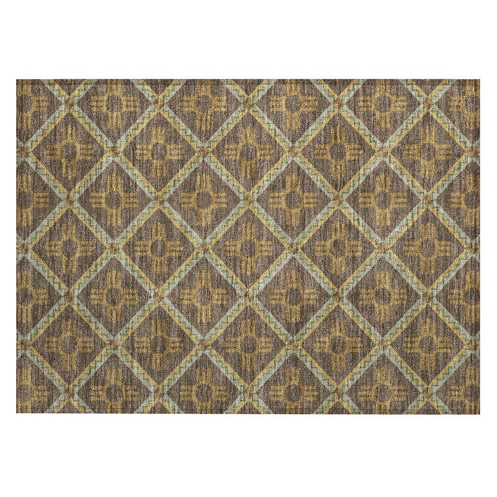 Machine Washable Indoor/Outdoor Chantille ACN2686 Brown 1'8" x 2'6" Rug. Picture 1