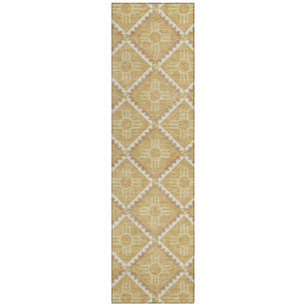 Machine Washable Indoor/Outdoor Chantille ACN2686 Gold 2'3" x 7'6" Runner Rug. Picture 1
