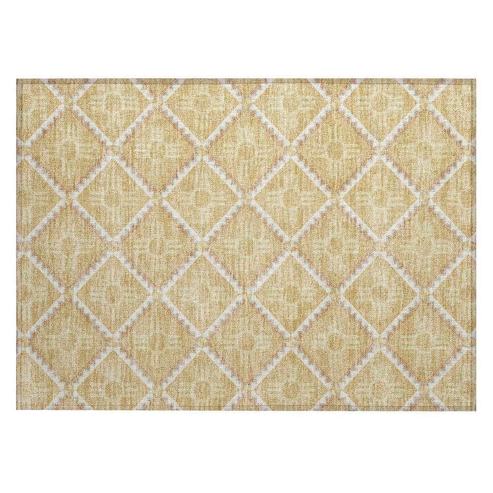 Machine Washable Indoor/Outdoor Chantille ACN2686 Gold 1'8" x 2'6" Rug. Picture 1