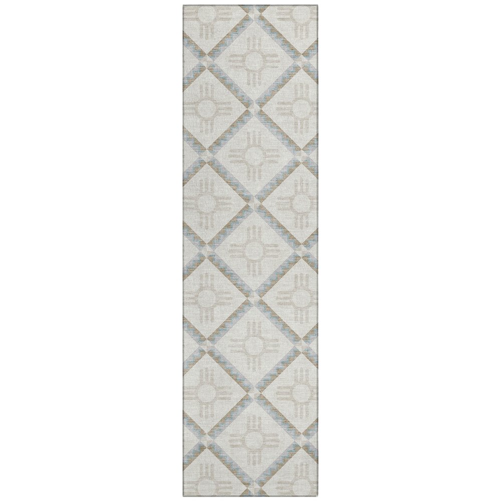 Machine Washable Indoor/Outdoor Chantille ACN2686 Ivory 2'3" x 7'6" Runner Rug. Picture 1