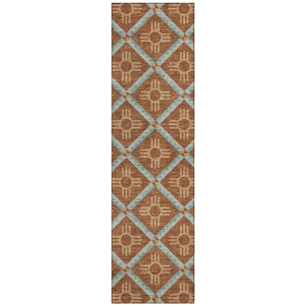 Machine Washable Indoor/Outdoor Chantille ACN2686 Orange 2'3" x 7'6" Runner Rug. Picture 1